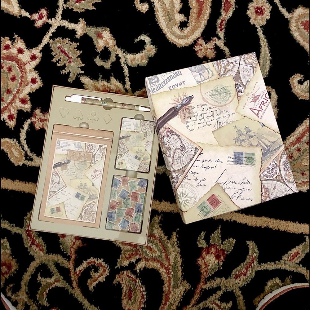 VINTAGE - PLAYING CARDS  OLD MAPS AND STAMPS  THEME  "STYLE & PAPER" BRIDGE SET